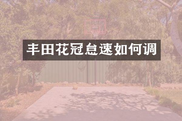 丰田花冠怠速如何调