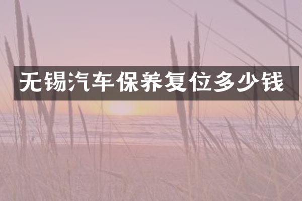 无锡汽车保养复位多少钱