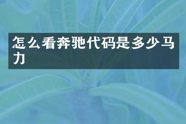 怎么看奔驰代码是多少马力