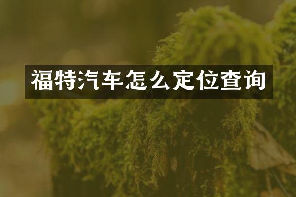 福特汽车怎么定位查询
