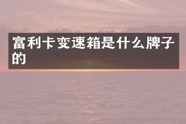 富利卡变速箱是什么牌子的