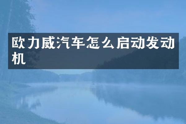 欧力威汽车怎么启动发动机