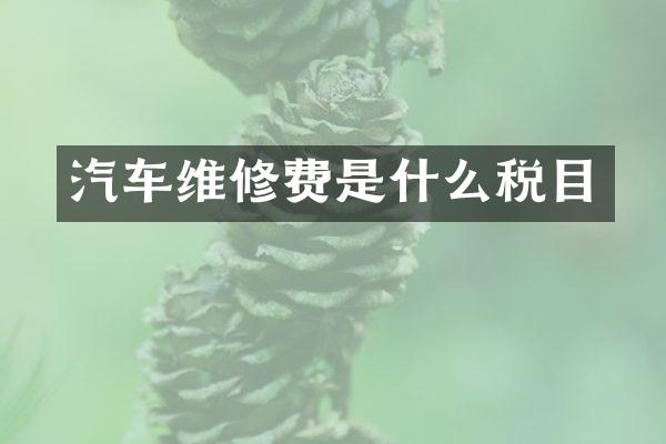 汽车维修费是什么税目