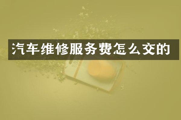 汽车维修服务费怎么交的