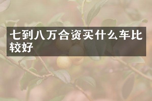 七到八万合资车比较好