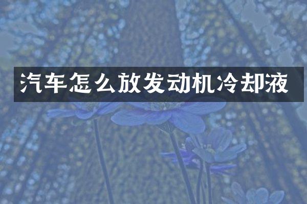 汽车怎么放发动机冷却液