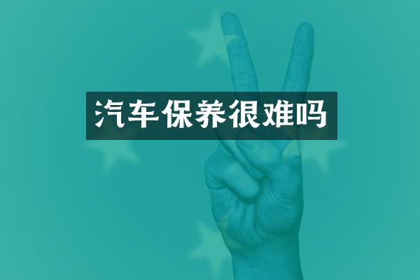 汽车保养很难吗