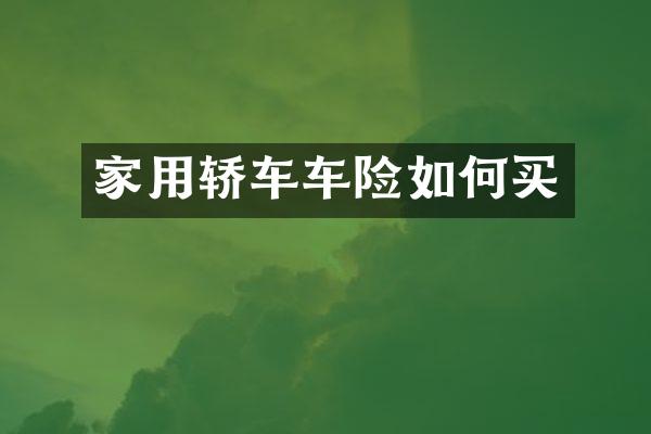 家用轿车车险如何买