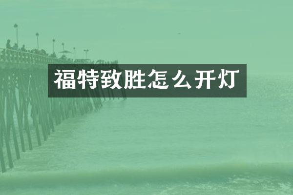 福特致胜怎么开灯