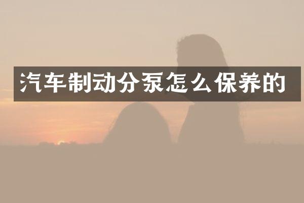 汽车制动分泵怎么保养的