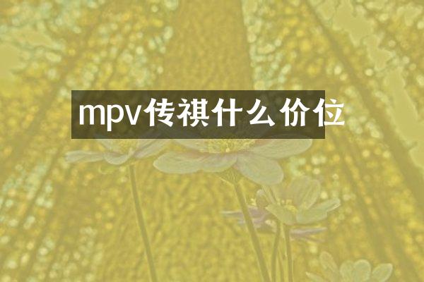 mpv传祺什么价位