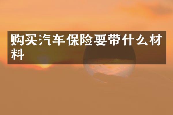购买汽车保险要带什么材料