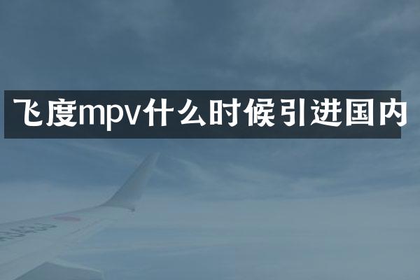 飞度mpv什么时候引进国内