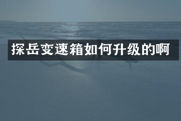 探岳变速箱如何升级的啊