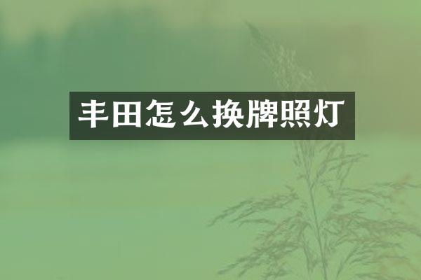 丰田怎么换牌照灯