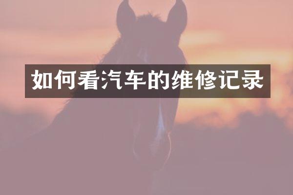 如何看汽车的维修记录
