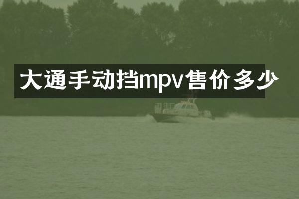 大通手动挡mpv售价多少