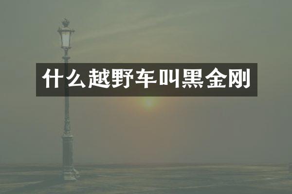 什么越野车叫黑金刚