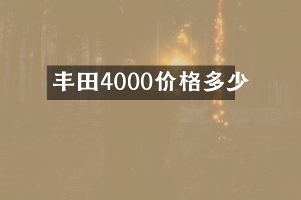 丰田4000价格多少