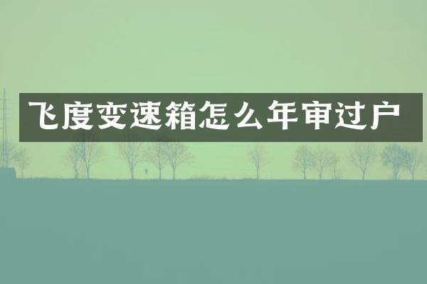 飞度变速箱怎么年审过户
