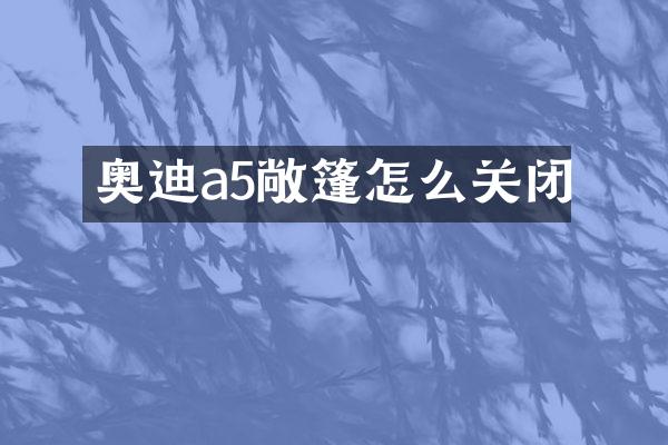 奥迪a5敞篷怎么关闭