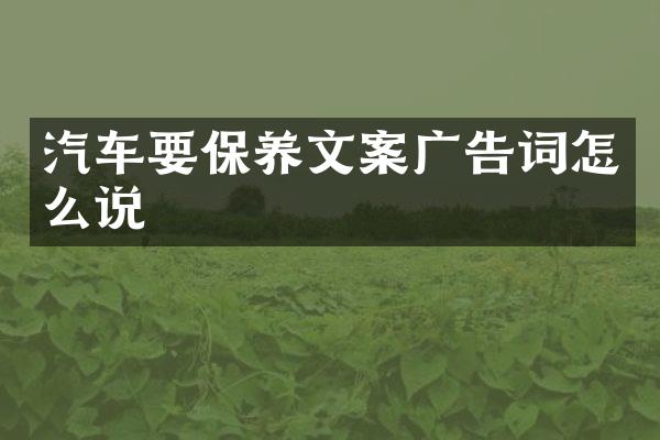 汽车要保养文案广告词怎么说
