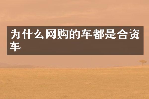 为什么网购的车都是合资车
