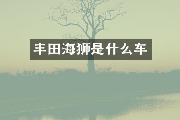 丰田海狮是什么车