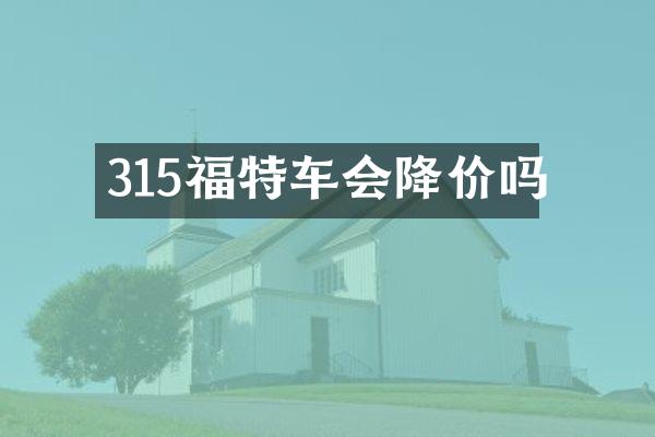 315福特车会降价吗