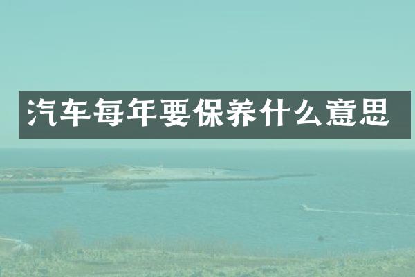 汽车每年要保养什么意思