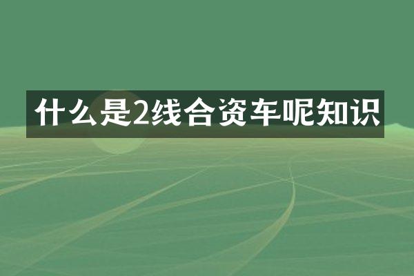 什么是2线合资车呢知识