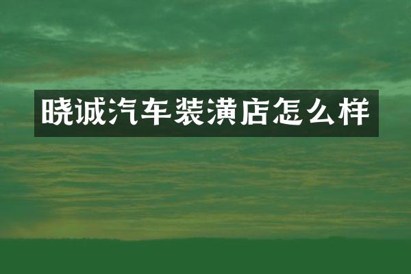 晓诚汽车装潢店怎么样