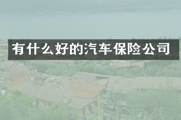 有什么好的汽车保险公司