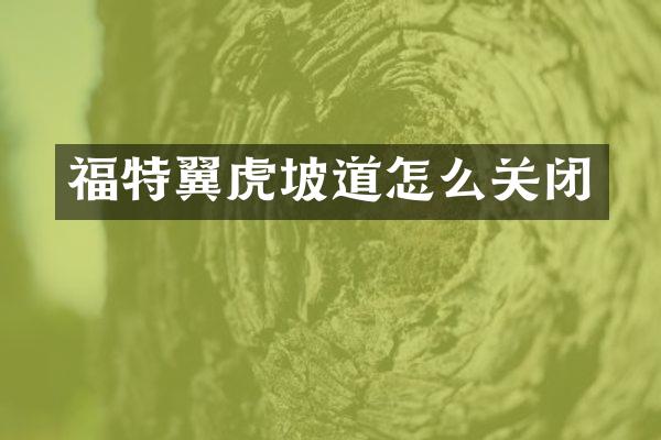 福特翼虎坡道怎么关闭