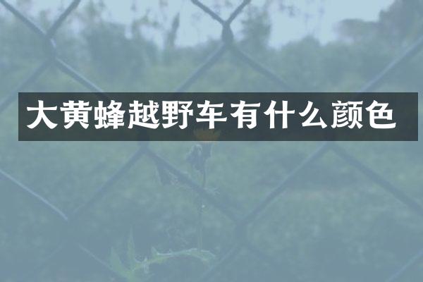 大黄蜂越野车有什么颜色