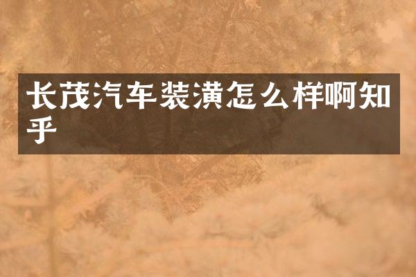 长茂汽车装潢怎么样啊知乎