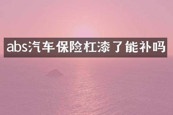 abs汽车保险杠漆了能补吗