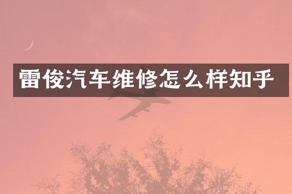 雷俊汽车维修怎么样知乎