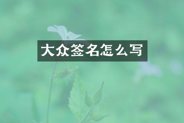 大众签名怎么写