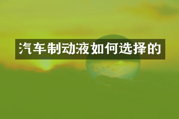 汽车制动液如何选择的