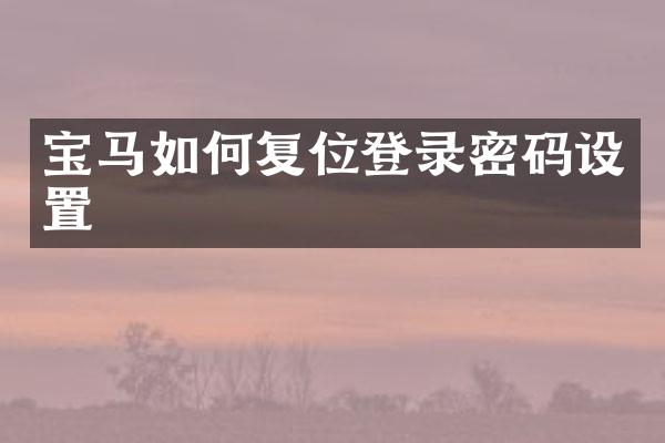 宝马如何复位登录密码设置