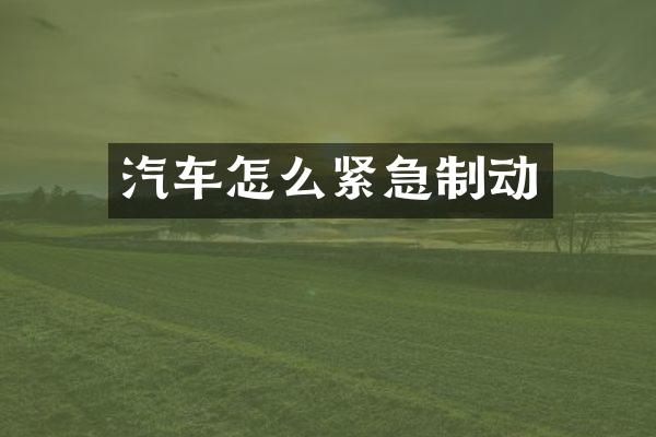 汽车怎么紧急制动