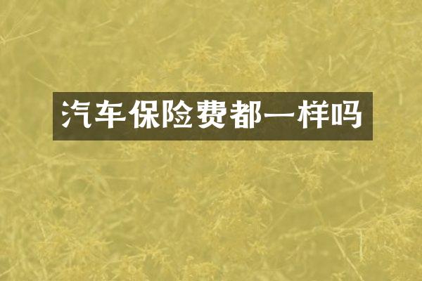汽车保险费都一样吗