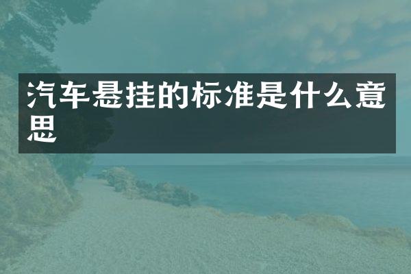 汽车悬挂的标准是什么意思