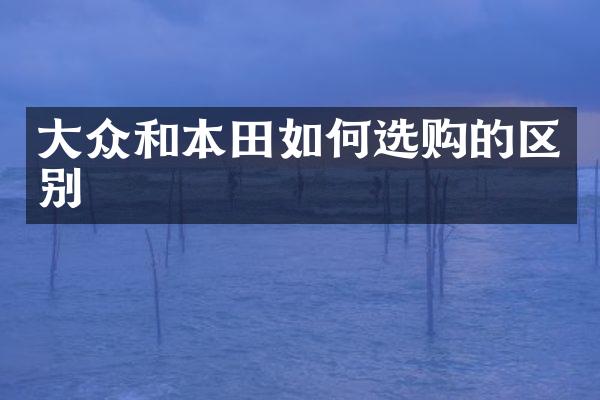 大众和本田如何选购的区别