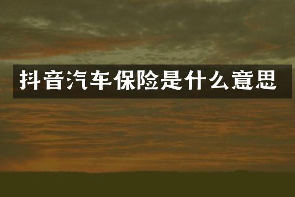 抖音汽车保险是什么意思