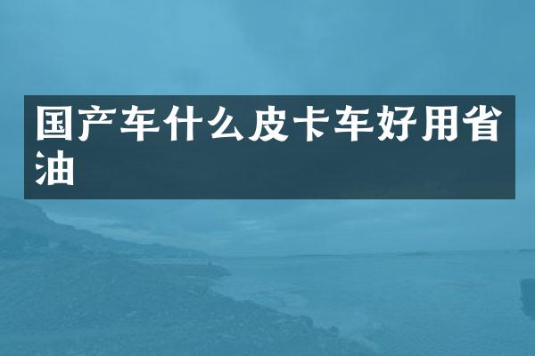 国产车什么皮卡车好用省油