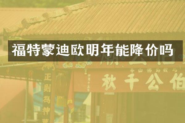 福特蒙迪欧明年能降价吗