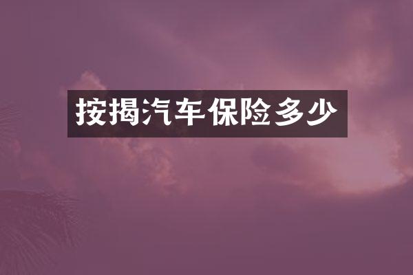 按揭汽车保险多少