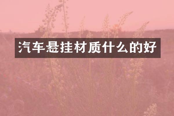 汽车悬挂材质什么的好